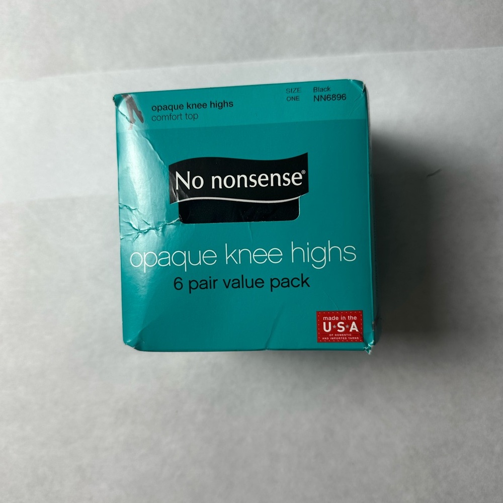 No Nonsense Black Opaque Knee Highs - 6 Pair Pack